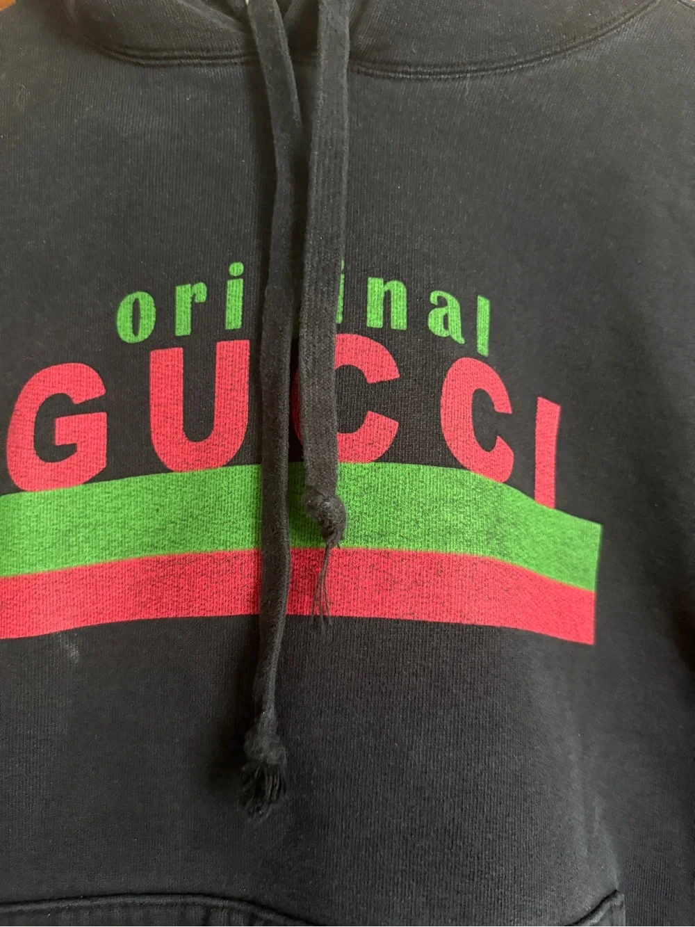 Gucci Black Hoodie with Red & Green Logo